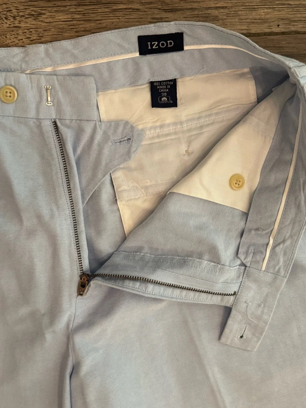 IZOD Men's Size 38 Light Blue 100% Cotton Chino Pants